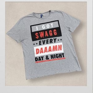 H&M Swagg Grey Tee, Men's -LARGE-